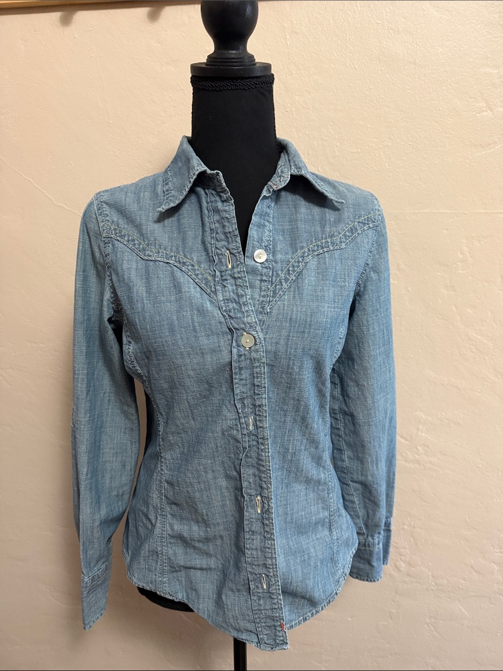 GAP light Wash chambray western Button-Up Shirt